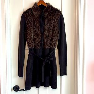 Elie Tahari sweater/jacket. 100% Merino Wool and Fur. size M